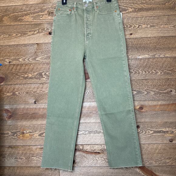 RE/DONE 70's Ultra High Rise Stove Pipe Jeans in Washed Sage Size 28 NWT - Picture 4 of 11